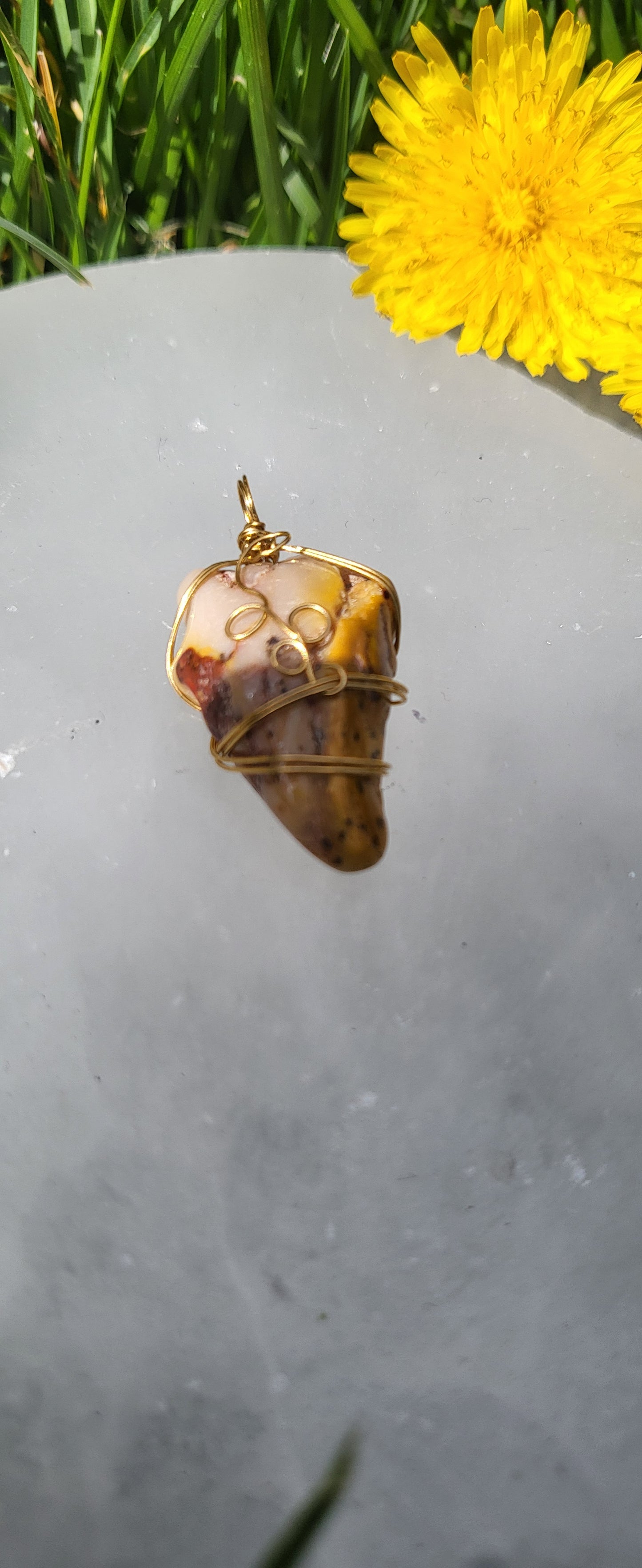 Mookaite Jasper Pendant Brass 2