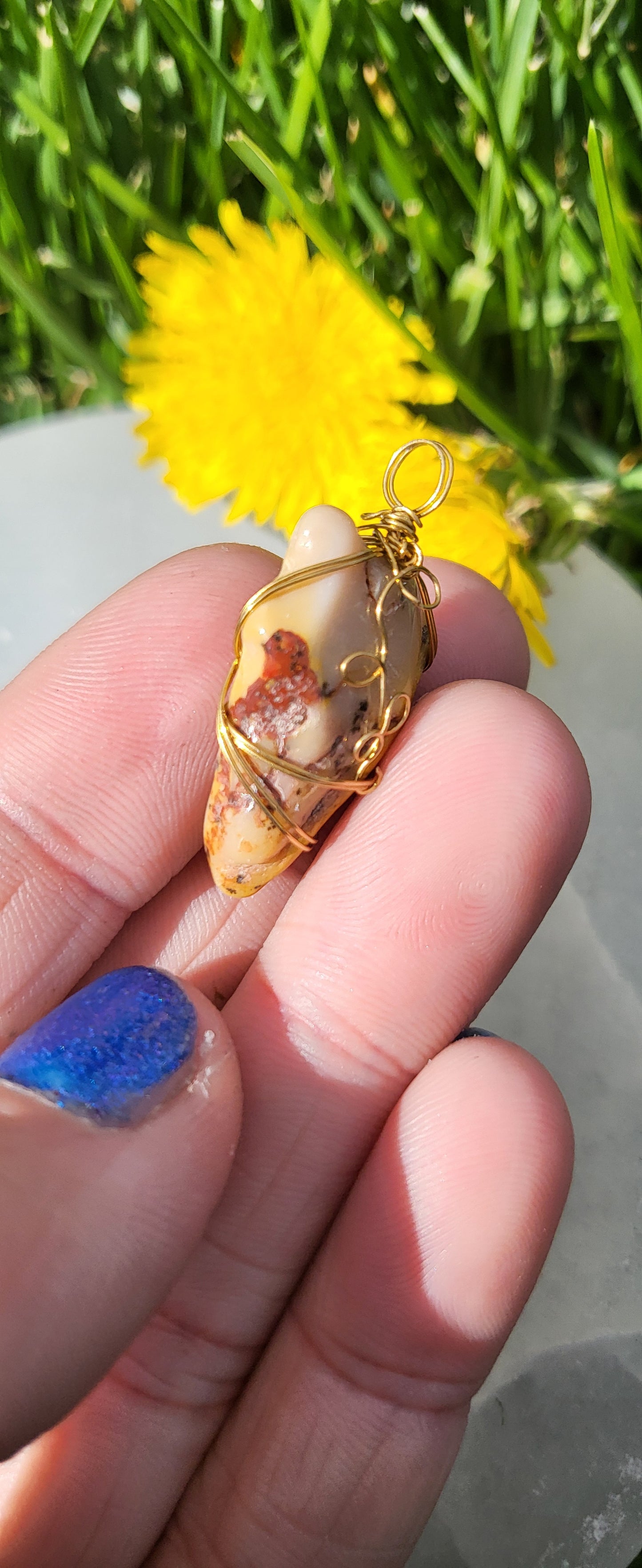 Mookaite Jasper Pendant Brass 2